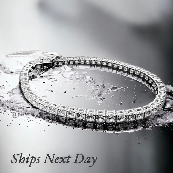 4mm” Tennis Bracelet/925 Solid Sterling Silver/Bridesmaids Wedding Jewel… - Picture 5 of 9